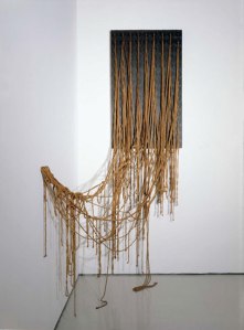 Ennead , 1966 by Eva Hesse http://hamptonsarthub.com/2014/10/14/art-review-thread-lightly-three-exhibitions-tied-together-by-one-idea/